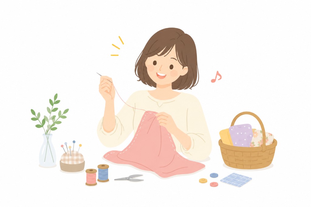 手縫いや裁縫など、ハンドメイド作業のイメージ